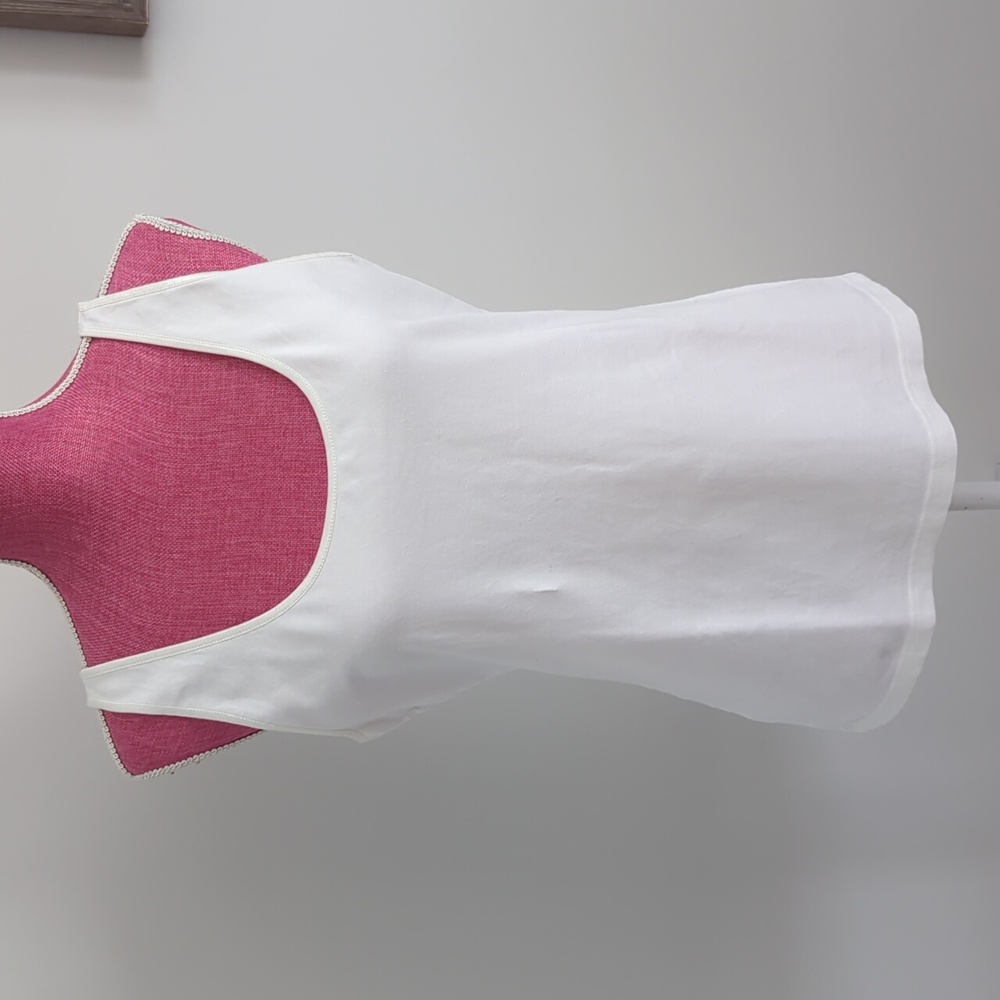 GAP Stretch Tank White Satin Binding Neckline Vintage size Large